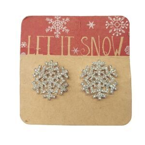 Francesca's Snowflake Cubic Zirconia Stud Earrings Sterling Silver Plated Post
